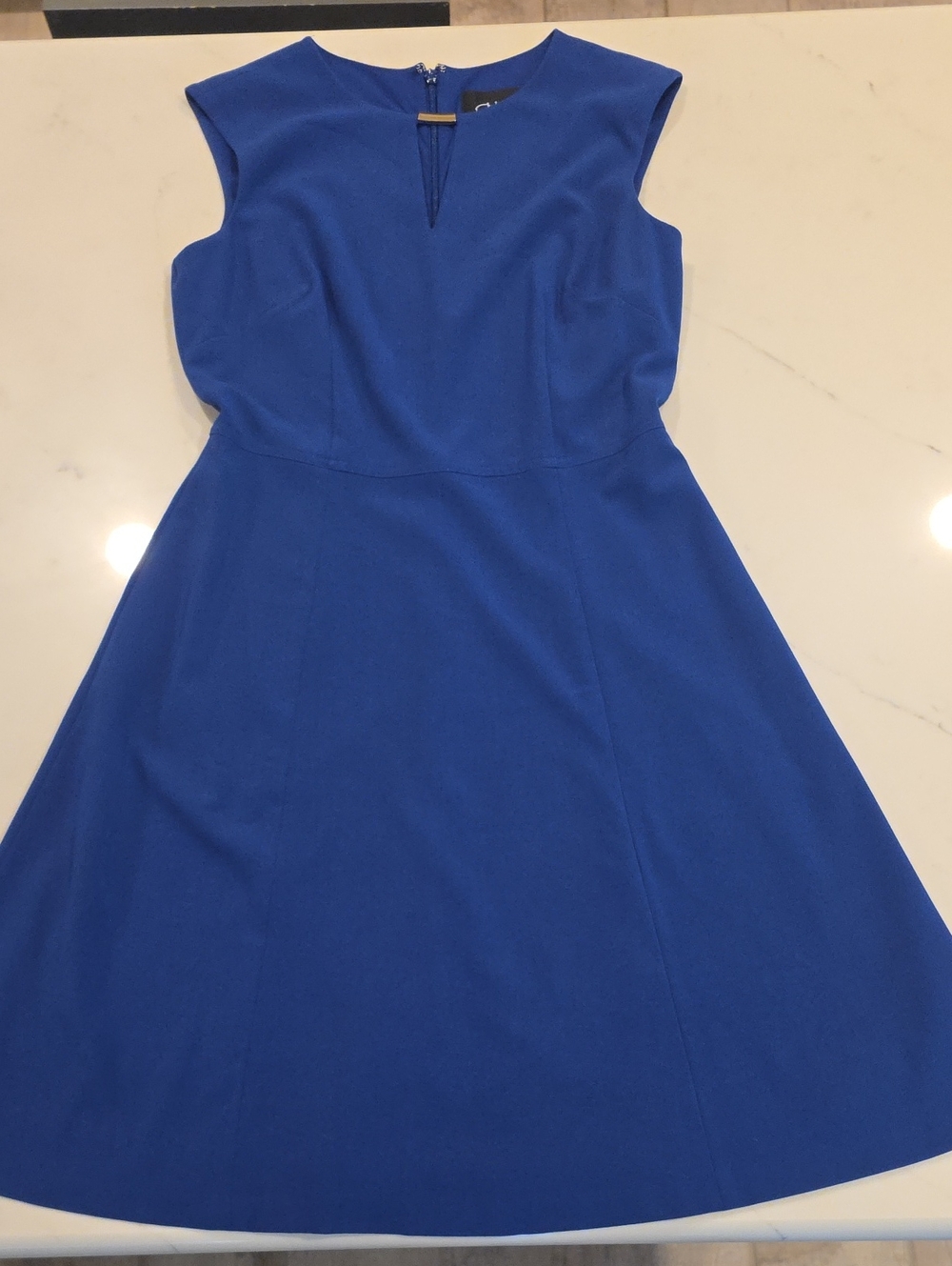 Blue Sleeveless Fit & Flare Dress